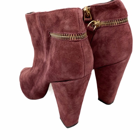 ALDO Maroon Suede Zipper Heeled Booties 6 - Picture 4 of 9